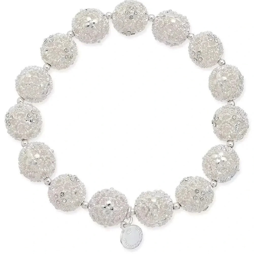 Silver Filigree Ball Stretch Bracelet NWT
